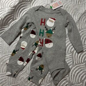 Carters Gray Kids' Holiday One-Piece Bodysuit with Festive Print pants